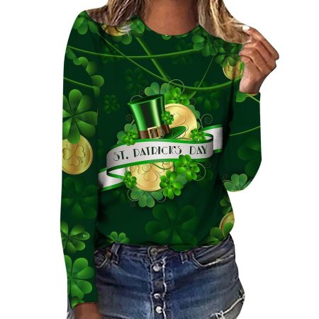 Женская футболка с длинным рукавом 3D-печать трехлистников фотография