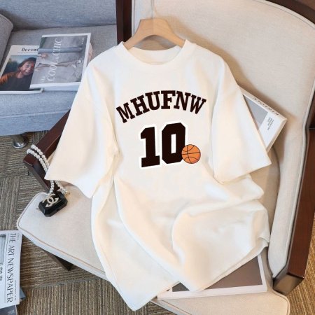 Белая мужская и женская футболка на завышенной посадке из 230 граммового чистого хлопка изображение