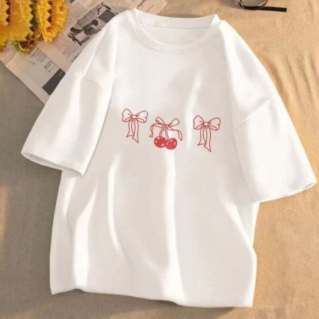 Футболка из чистого хлопка с коротким рукавом и круглым вырезом изображение