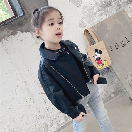 Детская куртка из кожзама в стиле байкеров изображение