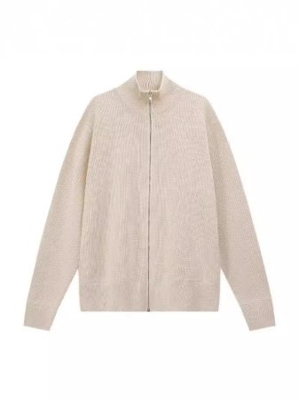 Высокий воротник с двойной молнией и полувысокий воротник для теплой пары тяжелого свитера-куртки для мужчин MM6 вязаная кофта фото