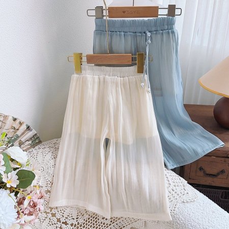 Детские широкие летние брюки для девочек фото