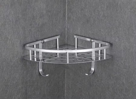 Трёхуровневая угловая полка для ванной комнаты фотография