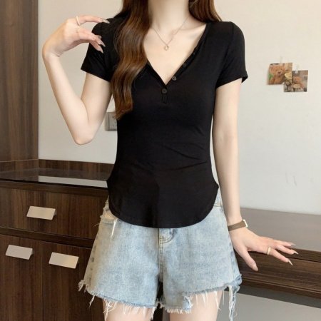 Футболка с коротким рукавом 2024 лето женская фото