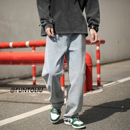 Джинсы мужские винтажные прямые длинные черного цвета изображение