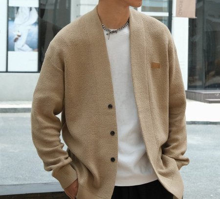 Мужская кардиган-жакет с отложным воротником фото