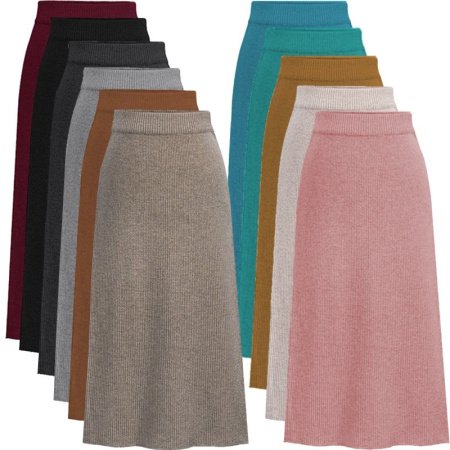 Шерстяная юбка с разрезом на осень и зиму изображение