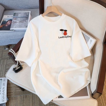 Белая мужская и женская футболка на завышенной посадке из 230 граммового чистого хлопка изображение