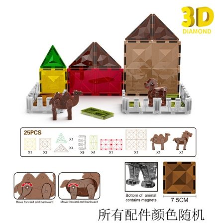 Магнитные плитки 3D с окнами 7.5 см, набор для фермы изображение