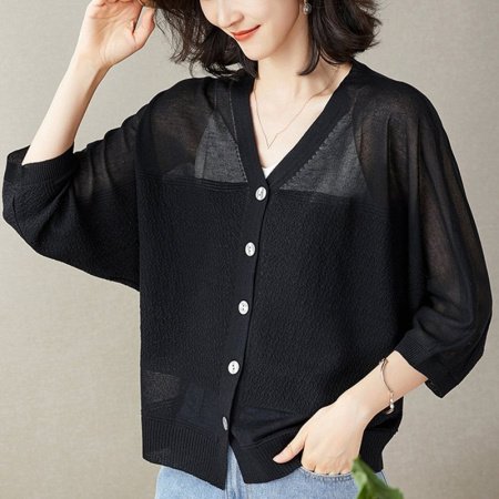 Женская летняя тонкая кардиган с объемным рукавом фотография