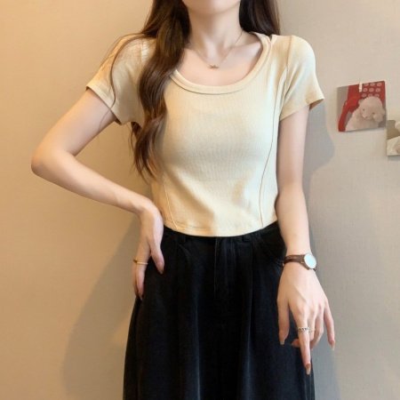 Футболка с коротким рукавом 2024 лето женская фото