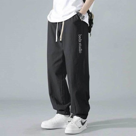 Летние мужские брюки с прямым кроем и американской вышивкой изображение