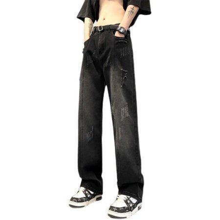 Черные джинсы с износом фото