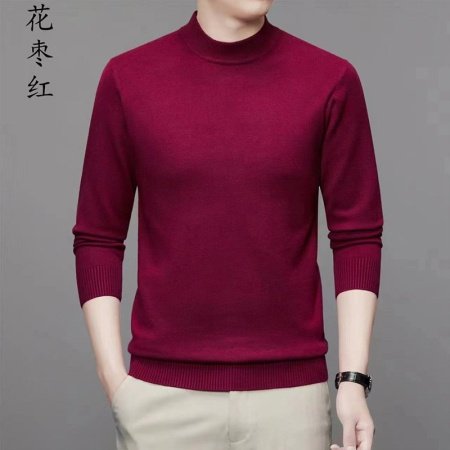 Мужской свитер высокий воротник 2024 осенне-зимняя новая однотонная длинный рукав овечья шерсть свитер фото