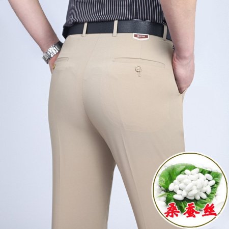 Летние мужские брюки из шелкового сурепа для делового стиля фотография