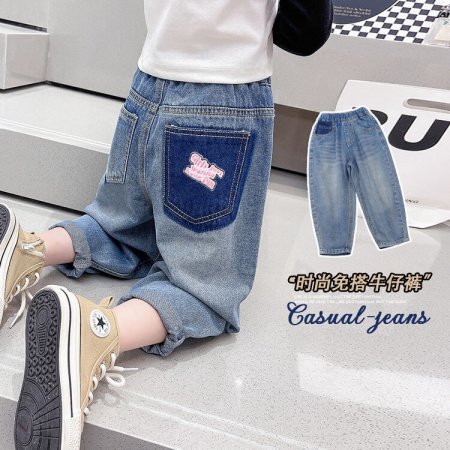 Детские джинсы для девочек весна-осень 2024 фотография