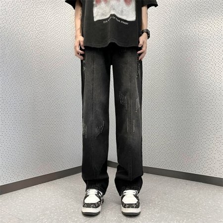 Черные джинсы с износом фото