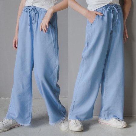 Джинсы для девочек 2021 летняя свободная тонкая шелковая прямая штаны с высокой талией изображение