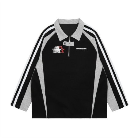 Мужская спортивная толстовка с воротником поло и контрастными вставками фотография