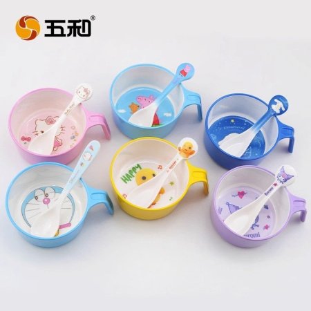 Детская керамическая миска с ручкой фотография