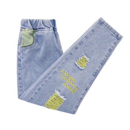 Летние джинсы для девочек с вышивкой и дырками фотография