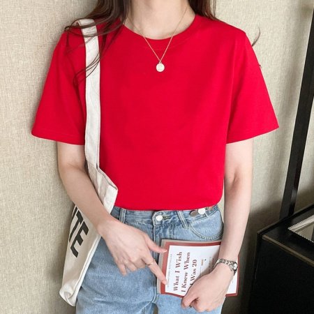 Женская футболка из чистого хлопка 2024 летняя новая модель изображение