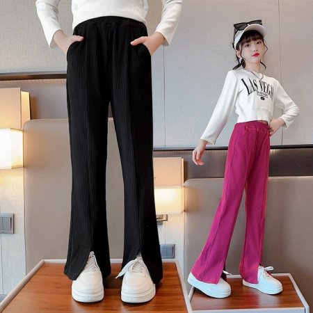 Детские летние широкие брюки с разрезами фото