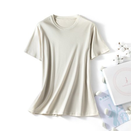 Майка из шелковистого хлопка с короткими рукавами фотография