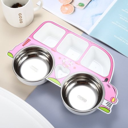 Детская тарелка из нержавеющей стали с разделением на секции фотография