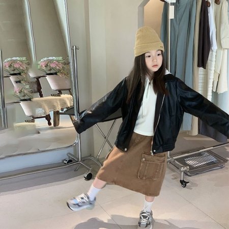 Детская куртка в стиле мотоциклиста 2024 года изображение