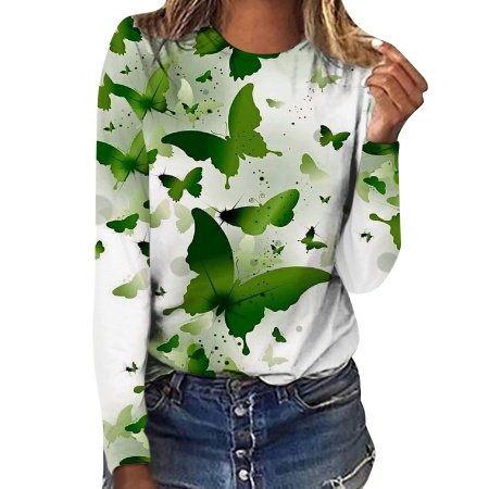 Женская футболка с длинным рукавом 3D-печать трехлистников фотография