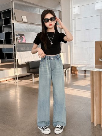 Джинсы для девочек летние 2024 фотография