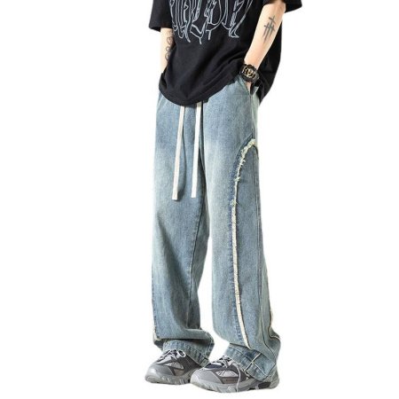 Мужские джинсы прямого кроя с высокими краями изображение