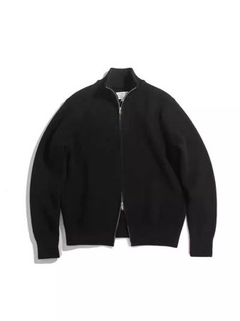 Высокий воротник с двойной молнией и полувысокий воротник для теплой пары тяжелого свитера-куртки для мужчин MM6 вязаная кофта фото