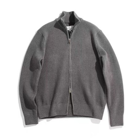 Высокий воротник с двойной молнией и полувысокий воротник для теплой пары тяжелого свитера-куртки для мужчин MM6 вязаная кофта фото