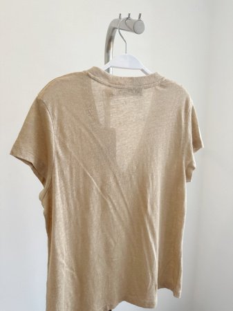 Футболка из льна с коротким рукавом и V-образным вырезом фото