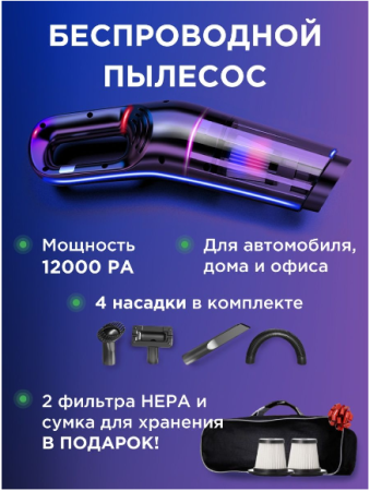 Автомобильный пылесос беспроводной GO-AP-04 / К12/ В18.5 детальное фото