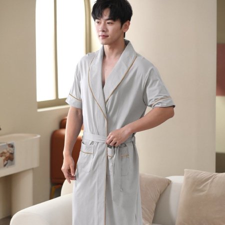 Мужской халат для сна и ванной комнаты из модального хлопка фотография