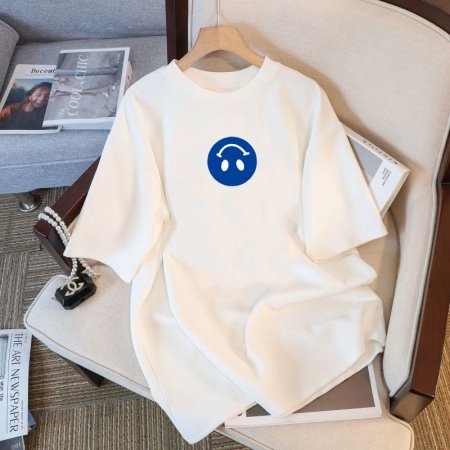 Белая мужская и женская футболка на завышенной посадке из 230 граммового чистого хлопка изображение