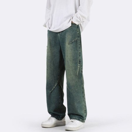 Джинсы мужские прямые свободные 2024 новые американские уличные мужские брюки весна осень фотография