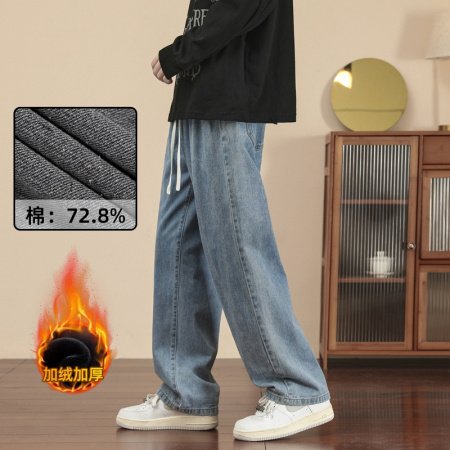 Джинсы 2024 весна мужские прямые широкие джинсы изображение