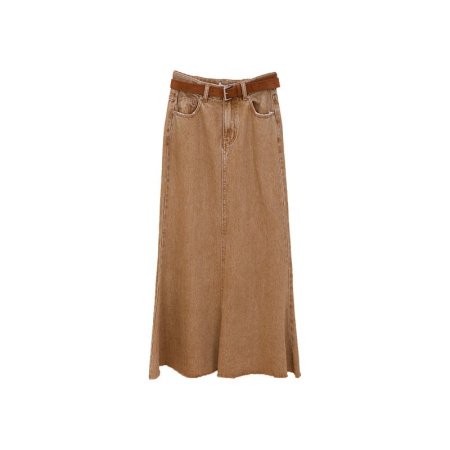 Высокая джинсовая юбка A-силуэта 2023 фото