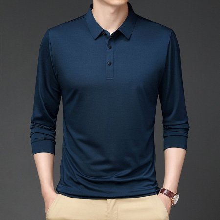 Мужская футболка с длинным рукавом и воротником Polo изображение