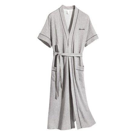 Мужской халат летний с коротким рукавом из чистого хлопка фотография