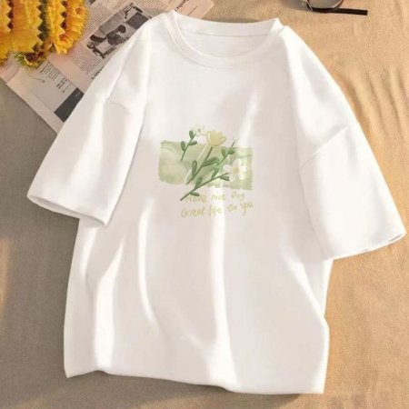 Футболка из чистого хлопка с коротким рукавом и круглым вырезом изображение