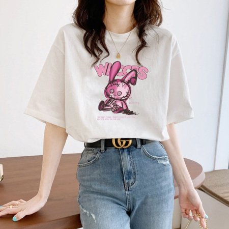 Летняя футболка из чистого хлопка с дизайном и принтом 2023 изображение