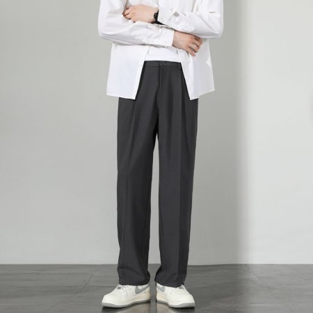 Летние мужские брюки прямого кроя с широкими штанинами фотография