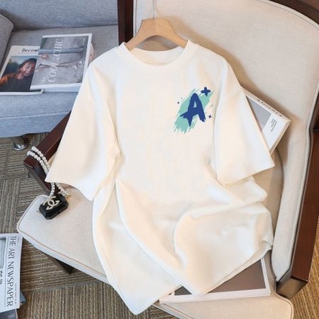 Белая мужская и женская футболка на завышенной посадке из 230 граммового чистого хлопка изображение