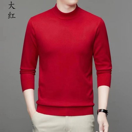 Мужской свитер высокий воротник 2024 осенне-зимняя новая однотонная длинный рукав овечья шерсть свитер фото