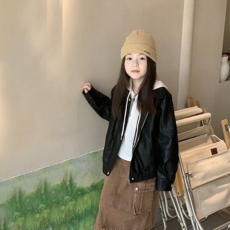 Детская куртка в стиле мотоциклиста 2024 года изображение